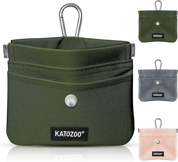 Dog Treat Pouch – Dog Training Pouch with Waterproof Oxford Fabric, Hands-Free Design, Carabiner Clip, Front Pocket, Self-Closing for Outdoor Walks & Puppy Training (Green)