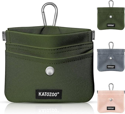 Dog Treat Pouch – Dog Training Pouch with Waterproof Oxford Fabric, Hands-Free Design, Carabiner Clip, Front Pocket, Self-Closing for Outdoor Walks & Puppy Training (Green)