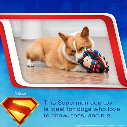DC Comics Superman 8” Tug & Chew Toy for Dogs, Officially Licensed DC Super Heroes Pet Product