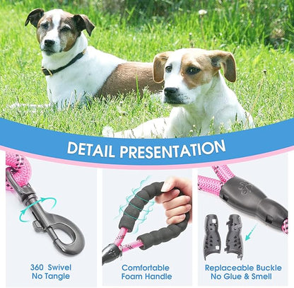 BAAPET 2/4/5/6 FT Dog Leash with Comfortable Padded Handle and Highly Reflective Threads for Small Medium and Large Dogs (2FT-1/2'', Pink)