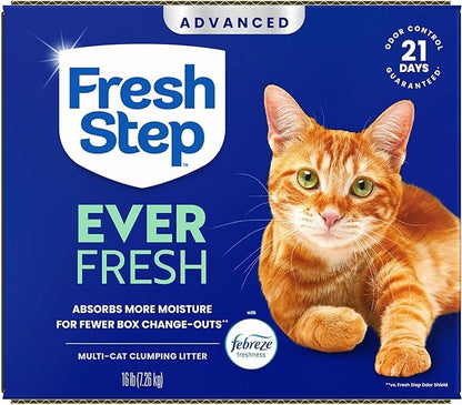 Fresh Step Advanced Ever Fresh Multi Cat Clumping Cat Litter with Febreze Freshness, Low Dust, Odor Control with Ammonia Block Tech, Compatible in Automatic Litter Boxes, 32 lb. (2 x 16 lb.)