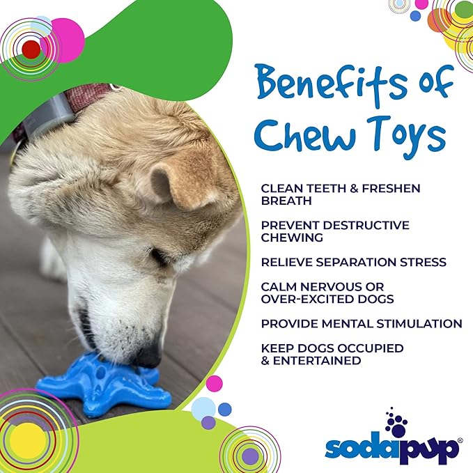 SodaPup Starfish – Durable Dog Chew Toy Made in USA from Non-Toxic, Pet Safe, Food Safe Nylon Material for Mental Stimulation, Clean Teeth, Fresh Breath, Problem Chewing, Calming Nerves & More