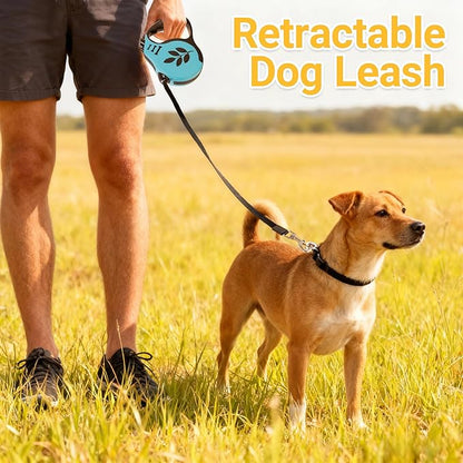 Retractable Dog Leash with Non-Slip Handle, 16 FT Automatic Telescopic Tractor with Atuo Locking Botton，Durable Pet Tape for Small and Medium-Sized Dogs Blue