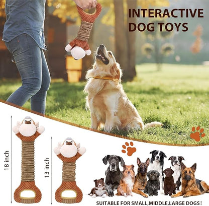 Squeaky Dog Toy with Crinkle Paper, Pull Interactive Plush Chew Toy for Puppies, Small, Medium, Large Dogs - Great for Tug of War and Teeth Cleaning