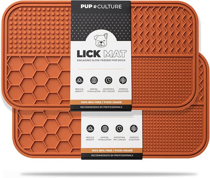 Pup Culture Dog Lick Mat for Dogs (2 Pack), Feeding Pad for Anxious Pets Plus 4 Different Puzzles for Mental Stimulation for Dogs - Supports Mental, Dental, and Digestive Health - Heavy Duty