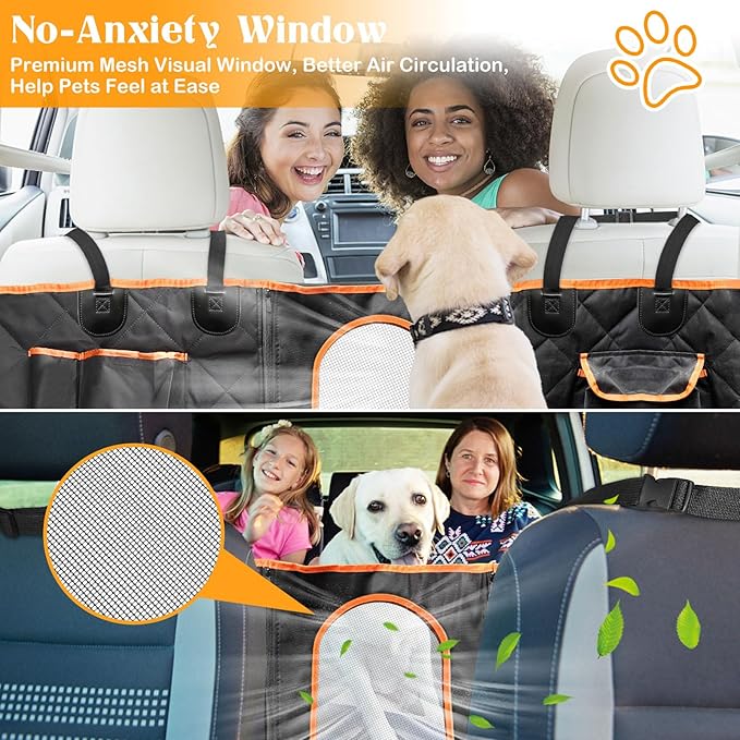 Dog Seat Cover for Tundra/Tacoma/Silverado/Nissan Frontier, 4-in-1 600D Scratchproof Pet Seat Cover Waterproof Dog Hammock Backseat Protection for Trucks (X-Large (60" W x 64" L))
