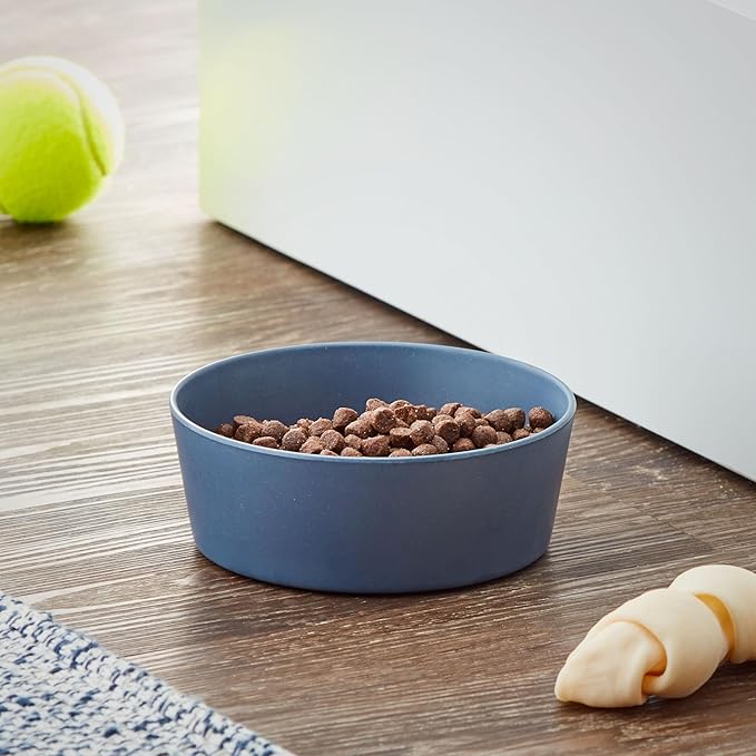 (3 Pack) Melamine Dog Bowl, Blue, Medium – Durable Plastic Pet Dishes with Non-Slip Bottom, Dishwasher Safe, Lightweight & Shatterproof, Ideal for Small to Medium Dogs, Puppies, Cats, Set of 3