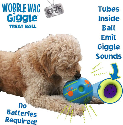 Wobble Wag Giggle Ball Interactive Dog Treat Dispensing Toy, Giggle Sounds Keeps Dogs Busy and Entertained, Pets Know Best
