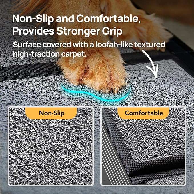 PetThem Dog Ramp for Car 71'' X-Long & 17.2" Wide Folding Dog Ramps for Large Dogs with Non-Slip Rug Surface Portable Dog Car Ramp for SUV Car & Truck, Outdoor Dog Ramp Up to 250 LBS