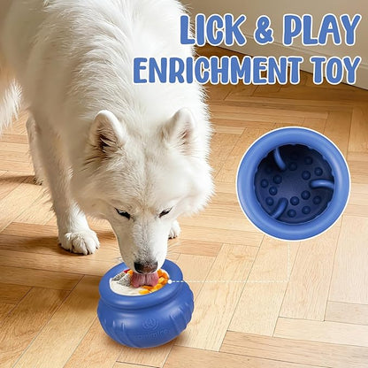 Wobbly Dog Enrichment Lick Toy, Stuffable Frozen Lick Bowl to Keep Dogs Busy, Long-Lasting Interactive Treat Dispensing Dog Toy, Silicone Fetch Catch Chew Toy(Dark Blue,M)