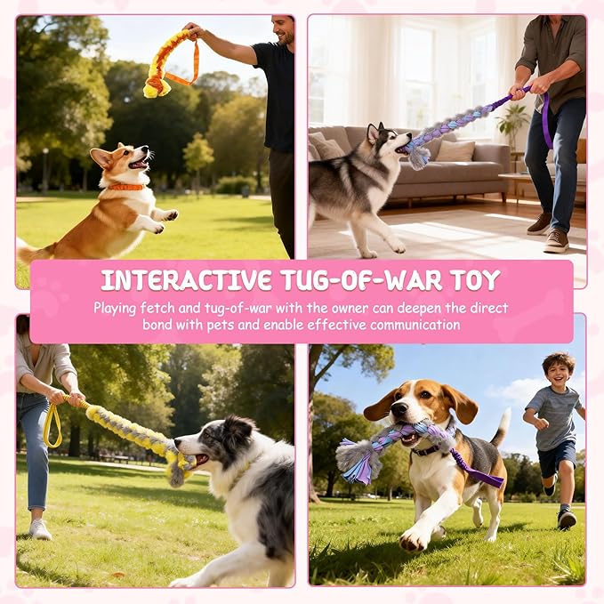 Dog Tug Toys, Bungee Tug of War Dog Rope Toys, Soft Chew Toy for Medium and Small Dogs, Interactive Rope Toys for Puppy Teeth Cleaning