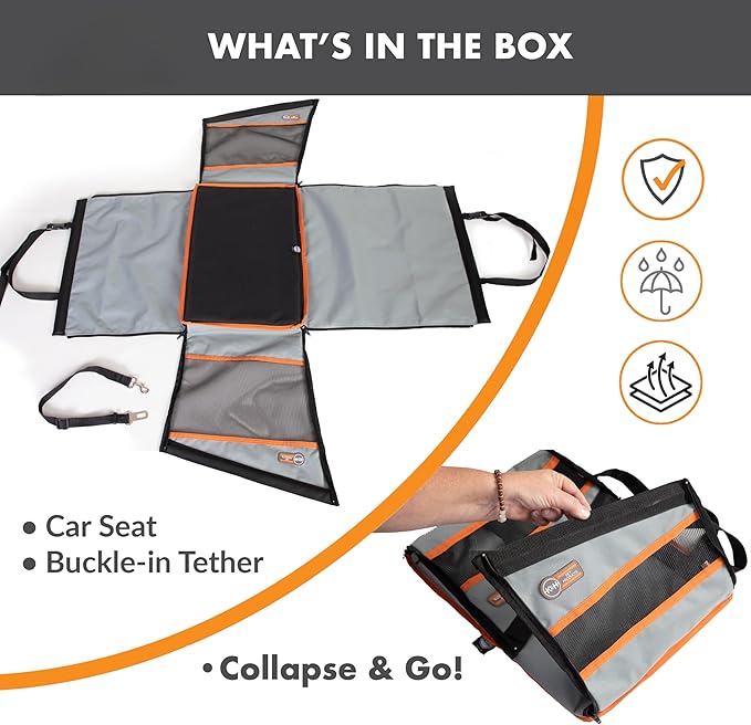 K&H Pet Products Buckle N Go Dog Car Seat for Small Dogs, Waterproof Fabric, Breathable Mesh Sides, Adjustable Seat Belt Leash, Carseat for Small Pets, Car Seat Carrier - XS 16 X 14 X 14in