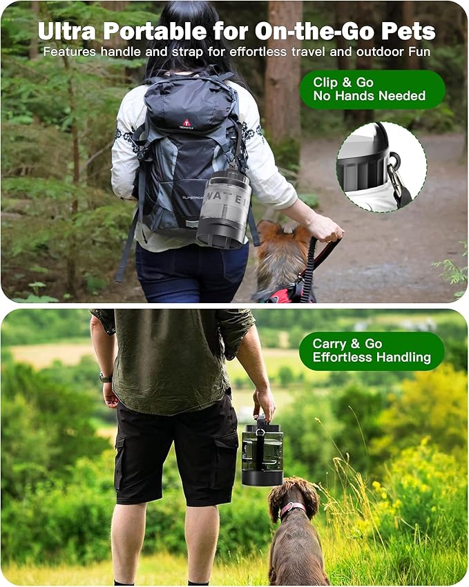 SwSun 77oz Large Dog Water Bottle, Portable Dog Travel Water Dispenser with Pull-Out Bowl, Ideal for Hiking, Camping, Dog Parks, Leak-Proof BPA-Free Outdoor Dog Water Bottle for Large Dogs,Black
