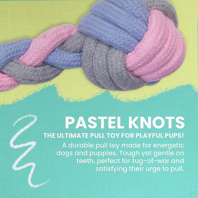 SNUG AROOZ Pastel Knots Rope Dog Toy – Durable Two-Knot Design in Fun Pastel Colors - Perfect for Tugging - Chewing and Interactive Play
