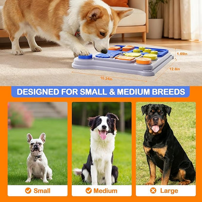 Dog Puzzle Toy Slow Feeder, Interactive Dog Toys for IQ Training & Mental Stimulation, Easy Clean Detachable Tray Non-Slip Base, Enrichment Toys for Small Medium Dogs, Blue