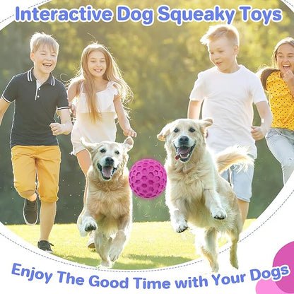 Indestructible Squeaky Dog Balls, Dog Toys for Aggressive Chewers Large Breed for Relieving Anxiety, Tough Dog Chew Toys Balls for Aggressive Chewers, Outdoor Squeaky Cognitive Dog Toys