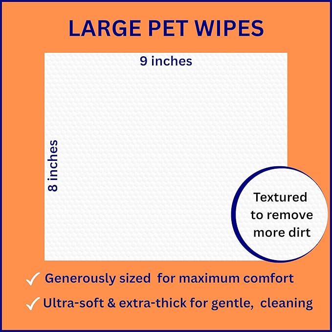 Aurora Pet Wipes – 100% Natural, Plant-Based Hypoallergenic Grooming Wipes for Dogs & Cats – Extra-Durable, Large & Thick for Effortless Cleaning (Unscented, 200 Count)