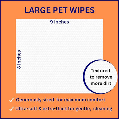 Aurora Pet Wipes – 100% Natural, Plant-Based Hypoallergenic Grooming Wipes for Dogs & Cats – Extra-Durable, Large & Thick for Effortless Cleaning (Unscented, 200 Count)