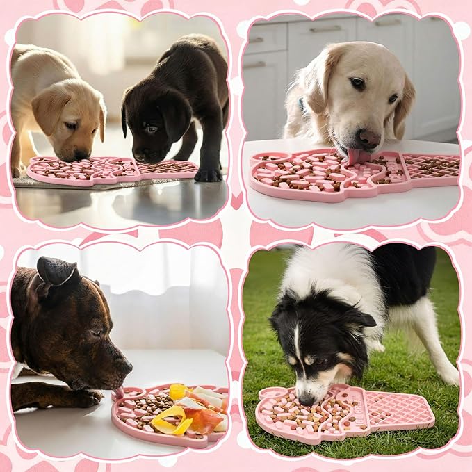 Ceenna Lick Mat for Dogs and Cats Silicone Snuffle Mat Slow Feeder Lick Pat Easy Clean Pet Slow Feeder Anxiety Relief Dog Slowing Feeders Licks Pat Feeding Mats for Pet Training Mats(Ice Cream Style)