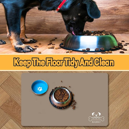 12"×20" Brown Absorbent Dog Mat for Food and Water Bowl- Quick Dry Durable Feeding Mat for Dog and Cat Easy Cleaning Pet Supplies for Messy Pets