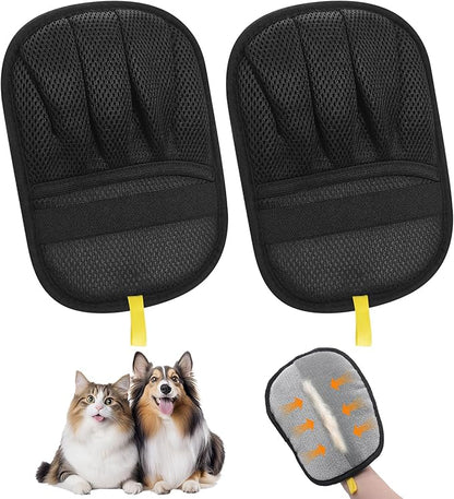 Pet Hair Removal Glove,Five Finger Reusable Cat Dog Hair Remover Electrostatic Gloves,Double Sided Grooming Mitt for Couch, Bed, Furniture, Carpet, Curtain, Clothes 2Pcs