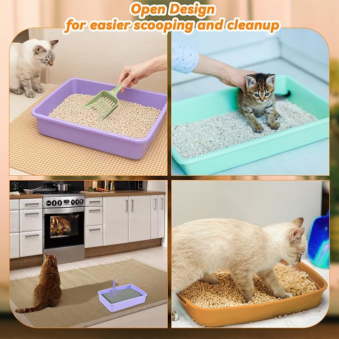 6 Set Small Cat Litter Box Kitten Litter Pan 12.3" x 8.5" x 2.7" Rabbit Plastic Litter Tray with 6 Scoop for Easy Cleaning, Hamster/Guinea Pig/Hedgehog Travel Toilet Pan