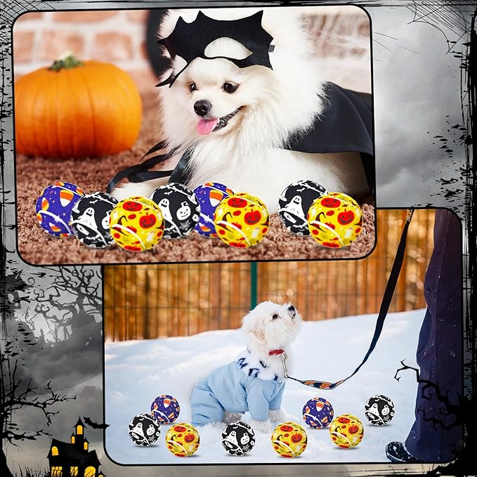 Libima 36 Pcs Halloween Dog Tennis Balls Bulk 2.5 Inches Toy Ball for Small Medium Large Dogs Durable Teething Chew Toys for Aggressive Dogs Exercise Training Catching, 3 Styles(Pumpkin)