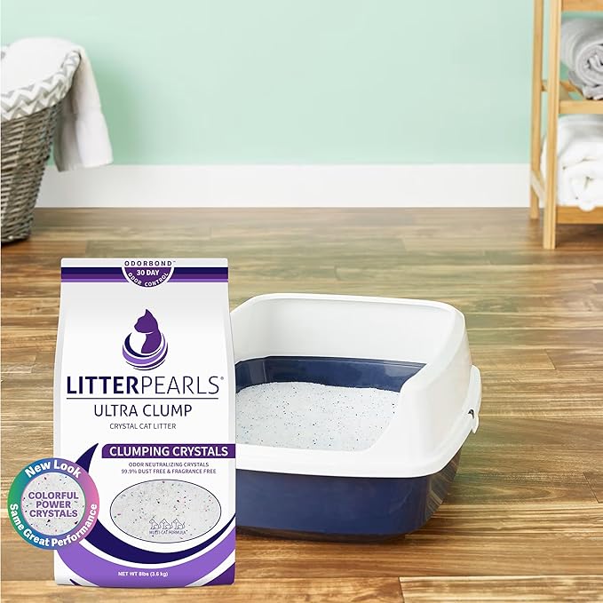 Litter Pearls Ultra Clump Unscented Crystal Clumping Cat Litter with Odorbond, 8 Pounds