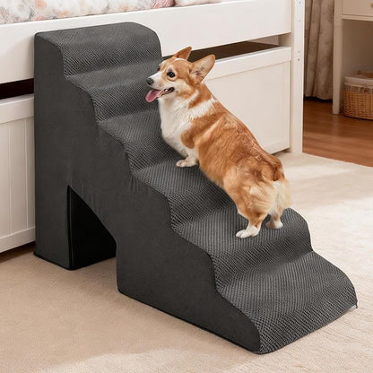 Stairs for Dogs to Get on Bed, Dog Stairs for High Bed 26-30 inches High Tall, 6 Step Dog Steps for Bed, Non-Slip Pet Ramp for Small Dogs