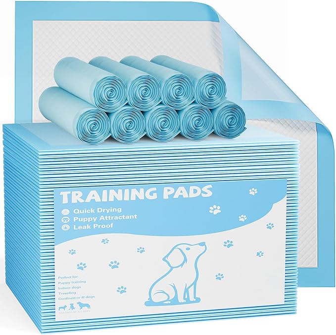 Sweetcrispy 150 Count Dog Puppy Training Pee Pads - Absorbency Disposable Underpads, Leakprood and Quick Drying, Regular Size 21.95''x 21.95'' for Potty Training, Incontinence Pads