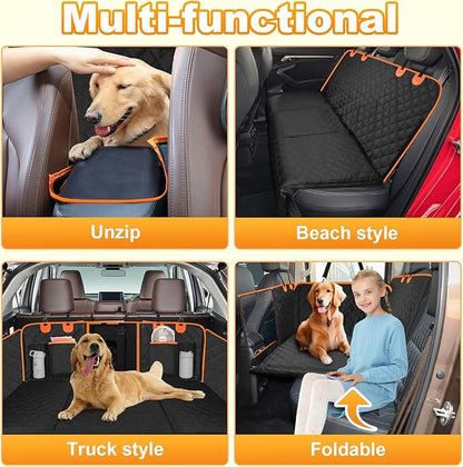 Back Seat Extender, Dog Car Seat Cover Detachable Hard Bottom-Supports 300lb, Waterproof Dog Hammock for Car Travel Camping Bed, Foldable Backseat Pet Protector in Car Truck SUV PET-SEAT2308