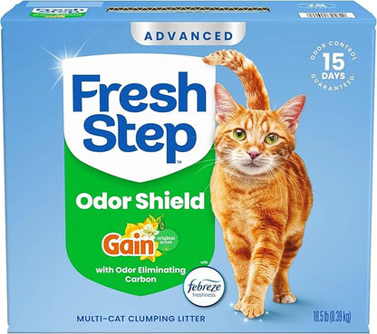 Fresh Step Advanced Odor Shield Multi Cat Clumping Litter with Febreze Freshness, Low Dust, Odor Control with Ammonia Block Tech, Compatible in Automatic Litter Boxes, 37 lb. (2 x 18.5 lb.)