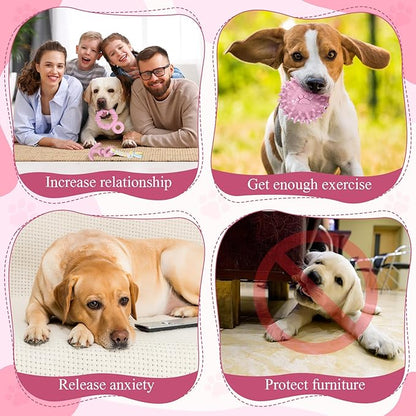 Shappy 40 Pcs Dog Chew Toys for Puppy Dog Toy Bulk Small Dogs Chew Toy for Teething, Relieves Teething Anxiety, Soft & Durable Interactive Toys for Outdoor Play Accessories, Not for Heavy Chewer(Pink)
