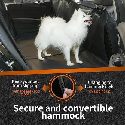 Back Seat Extender for Dogs | Waterproof, Anti-Scratch, PU Leather Cover | Hard Bottom Holds 400 lbs | Dog Hammock for Car | Pet Backseat Protector | Large Space | Dog Travel Bed for Car & SUV
