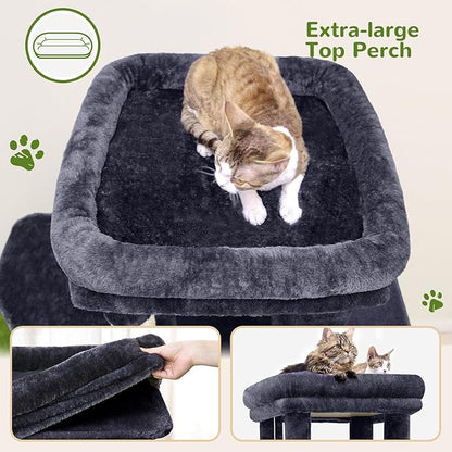 Globlazer Cat Tower for Indoor Cats, Heavy Duty Cat Trees for Large Adult Big Cats Maine Coon Cat Tree Tower with Scratching Post, Extra Large Top Perch, Cat Condos, F61, Dark Grey, 61inch