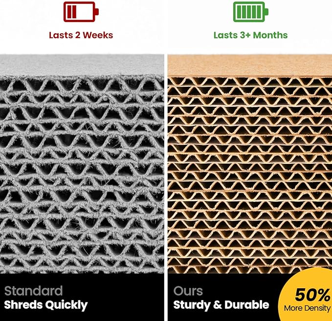 Cat Scratcher, Durable Scratch Pad, Corrugated Cardboard Scratching Board for Indoor Cats, Heavy Duty, Double-Sided Usability, Recyclable, with Catnip, Large, 2 Pack