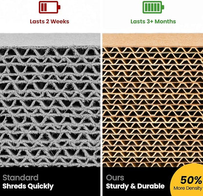 Cat Scratcher, Durable Scratch Pad, Corrugated Cardboard Scratching Board for Indoor Cats, Heavy Duty, Double-Sided Usability, Recyclable, with Catnip, Medium, 4 Pack