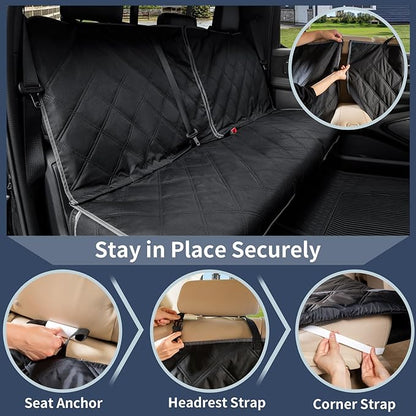 ZQ Trucks Dog Car Back Seat Cover for Ram1500/F150/GMC Sierra/Tacoma/Chevrolet Silverado, Access for Middle Seatbelt, Waterproof Bench Seat Protector for Pickups Nonslip Rear Dog Cover