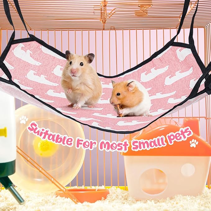 Shappy 5 Pcs Pet Hammock for Cage Hanging Pet Hammock Bed with Metal Hooks Cats Ferret Soft Bed Suitable for Guinea Pig Hamster Gerbil Kittens Cats Cage(Cute)