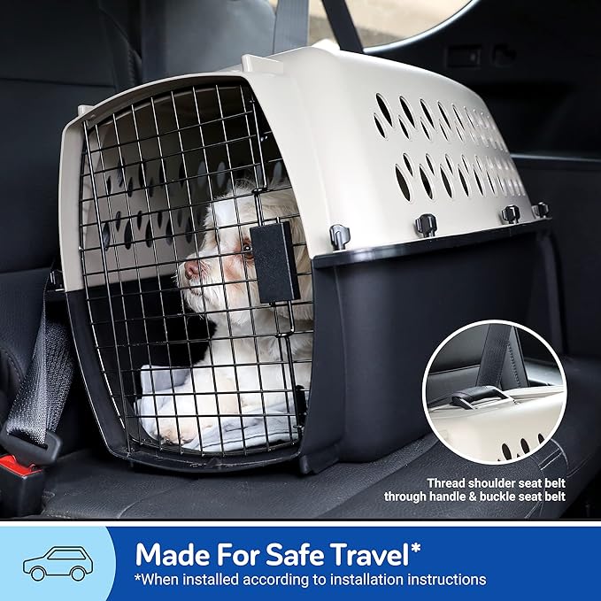Petmate Vari Dog Kennel Portable Airline-Friendly Carriers & Crates for Small Dogs and Puppies, Durable Plastic, Pet Carrier For Home and Travel, XS Extra Small 19" For Dogs Up To 10 Lbs, Taupe