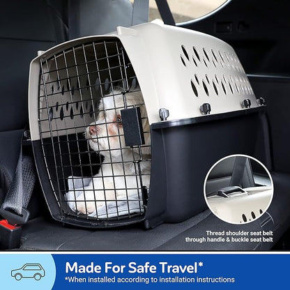 Petmate Vari Dog Kennel Portable Airline-Friendly Carriers & Crates for Small Dogs and Puppies, Durable Plastic, Pet Carrier For Home and Travel, XS Extra Small 19" For Dogs Up To 10 Lbs, Taupe