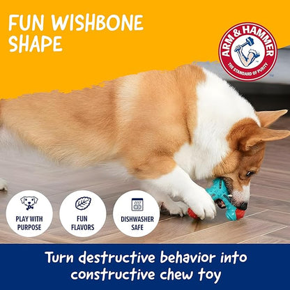 ARM & HAMMER for Pets Nubbies Wishbone Dog Dental Toy| Best Dog Chew Toy for Moderate Chewers | Dog Dental Toy Helps Reduce Plaque & Tartar | Chicken Flavor Baking Soda (Pack of 24)