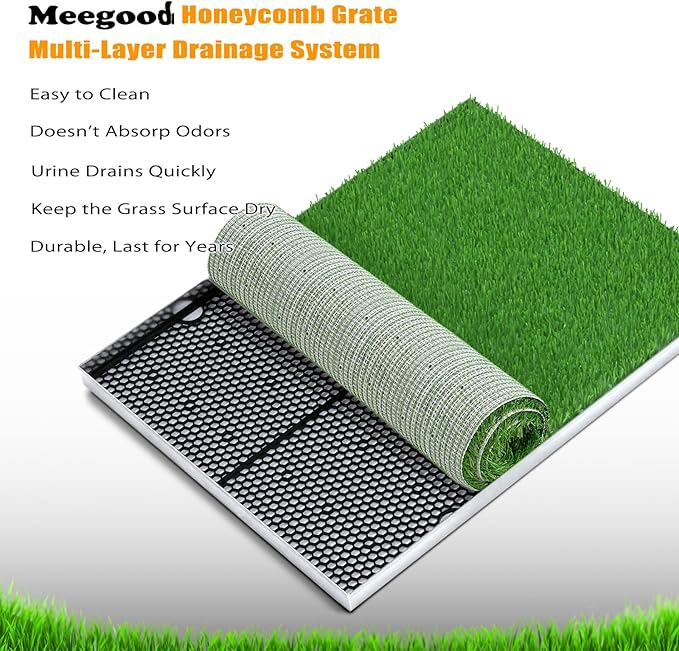 Replacement Artificial Grass for Dog Potty – 31.5" x 23.6" Large Fake Grass Pad, Quick-Dry Drainage Backing, Odor Control & UV Resistant, for Indoor/Outdoor Dog Potty Tray (Grass Only)
