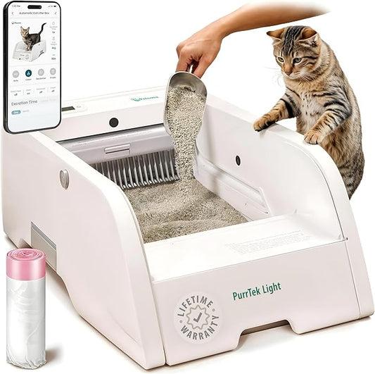 Self Cleaning Litter Box with Auto Safety Sensors for Multiple Cats - Automatic Cat Litter Box Self-Cleaning - Covered Ultra Odor Removal - Smart APP Control - Compatible On All WiFi - Electric Robot