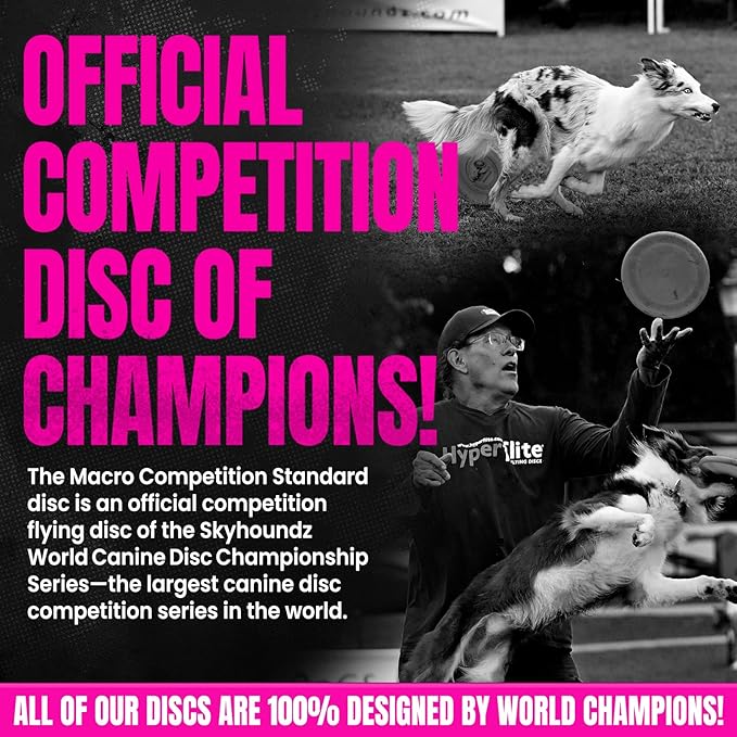 Hyperflite Macro Competition Standard Dog Disc 5" (28g) | Ultimate Flying Disc for Dogs | Official Skyhoundz Competition Disc for Play, Fetch & Pool Fun | Floats | Lightweight | Anti-Glare - Pink