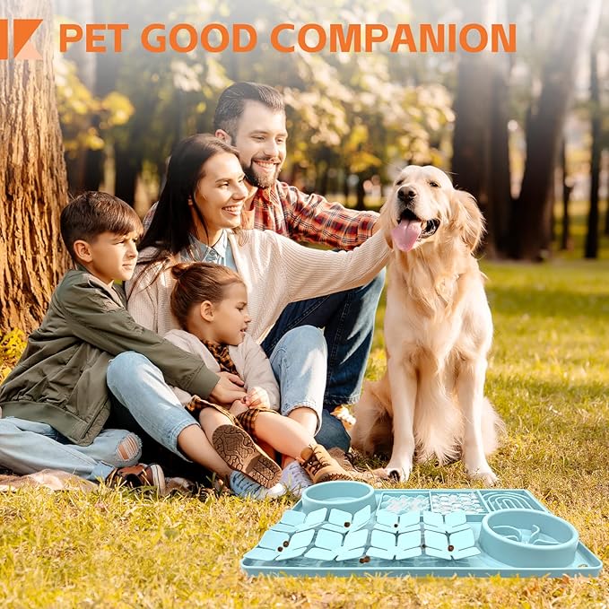 Lick Mat for Dogs Includes Brush and Scraper, Snuffle Mat Silicone Anti-chocking Pet Dish, Non-Slip Dog Licking Bowl Interactive Entertainment Puzzle Toy Mint Green