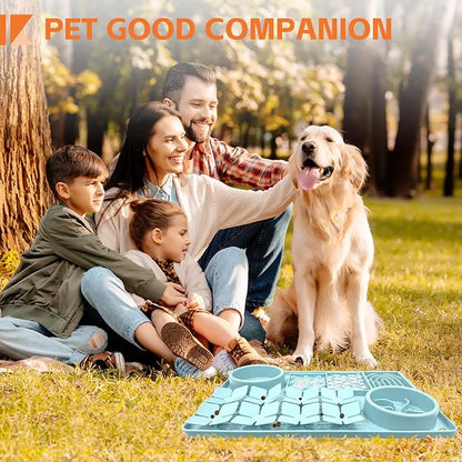 Lick Mat for Dogs Includes Brush and Scraper, Snuffle Mat Silicone Anti-chocking Pet Dish, Non-Slip Dog Licking Bowl Interactive Entertainment Puzzle Toy Mint Green