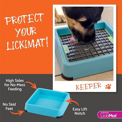 LICKIMAT Indoor Keeper Dog Feeding Station - Slow Feeder Lick Mat Keeper for Dogs Food, Treats, Yoghurt & Peanut Butter - Extend Licky Mats for Dogs into Full Feeder, Turquoise