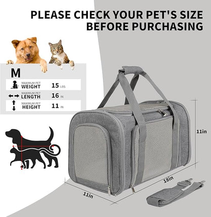 Carriers Soft-Sided Large Pet Carrier for Cats Dogs Small Animals Up to 35Lbs,Top Load Carrier,Ventilated Design,Portable Cat Carrier Airline Approved(X-Large, Grey)
