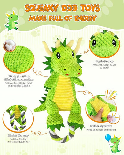Interactive Squeaky Dog Chew Toy,Plush Dog Rope Toys for Small Medium and Large Dogs,Tug of War Dog Toys to Keep Them Busy,Training Reward Gift,Teeth Cleaning